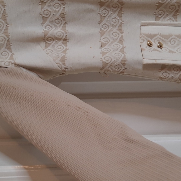 Cream Vintage 1960's 1970's  dress with under shirt to match sm/med - Picture 6 of 9